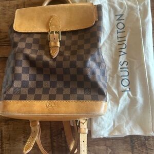 Louis Vuitton Brown and Tan Checkered Backpack
